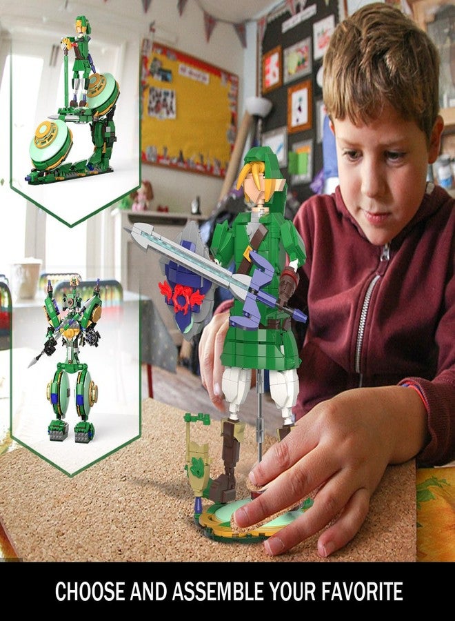 TOY PLAYER 3 in 1 BOTW Building Set, Transforms to 3 Different Figures- from Link Holding Master Sword, to Battle Robot, to Glider Bike, Compatible with Lego (850PCS) - Image 4